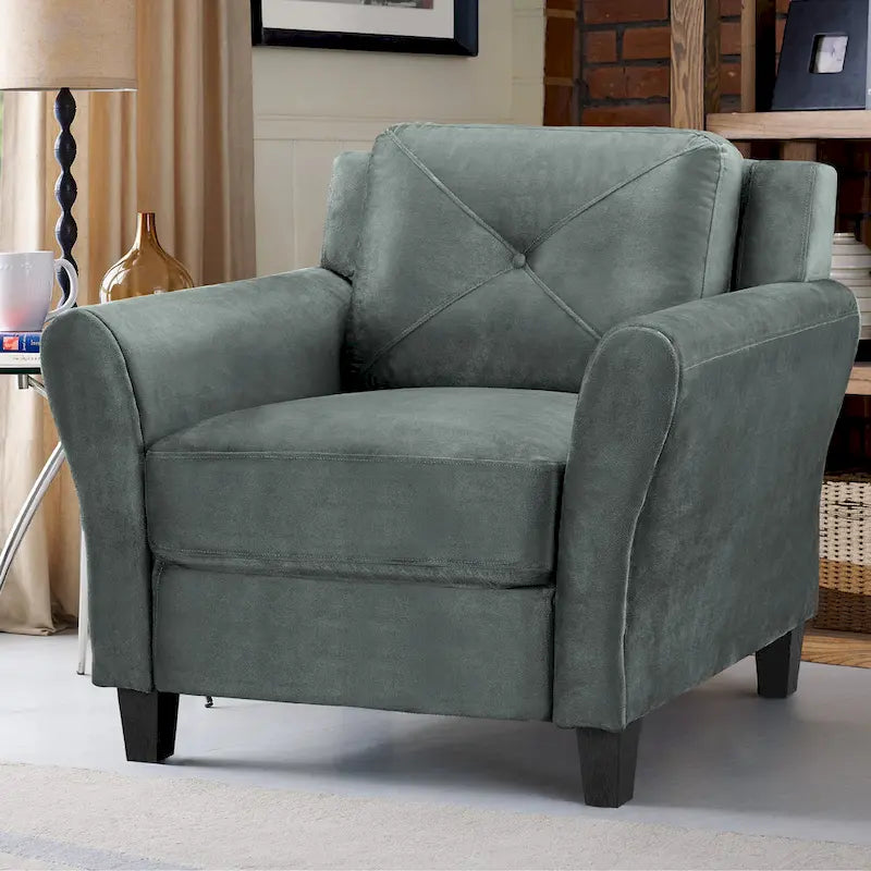 Tufted Microfiber Accent Chair - Single Seat with Curved Arms