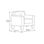 Tufted Microfiber Accent Chair - Single Seat with Curved Arms