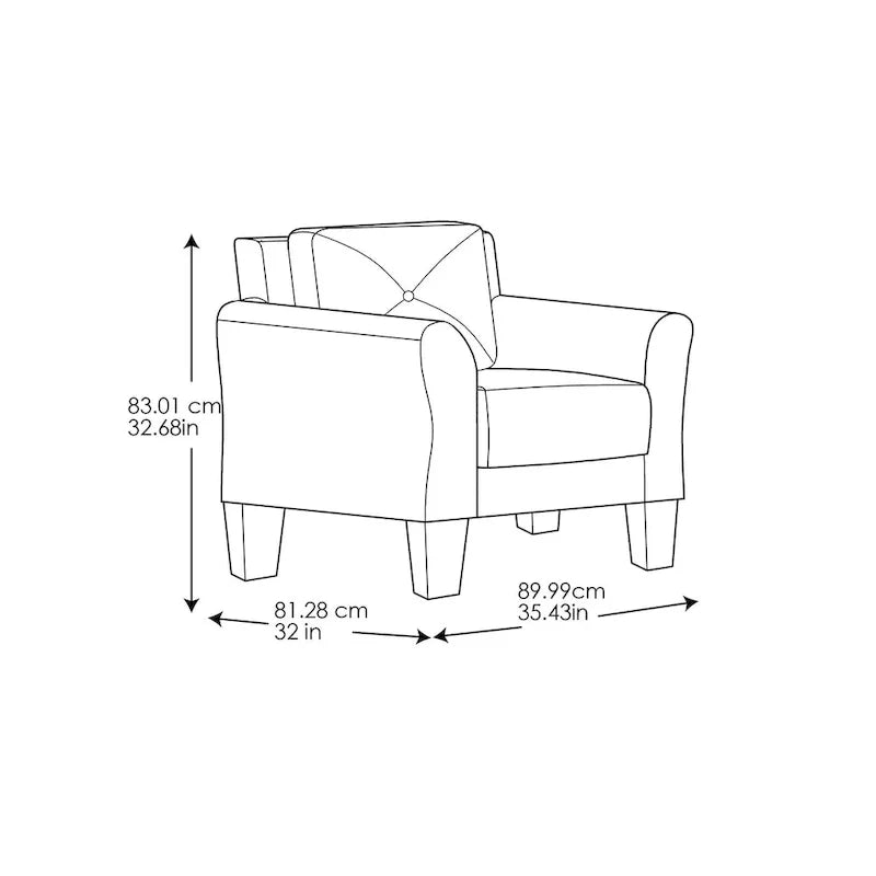 Tufted Microfiber Accent Chair - Single Seat with Curved Arms