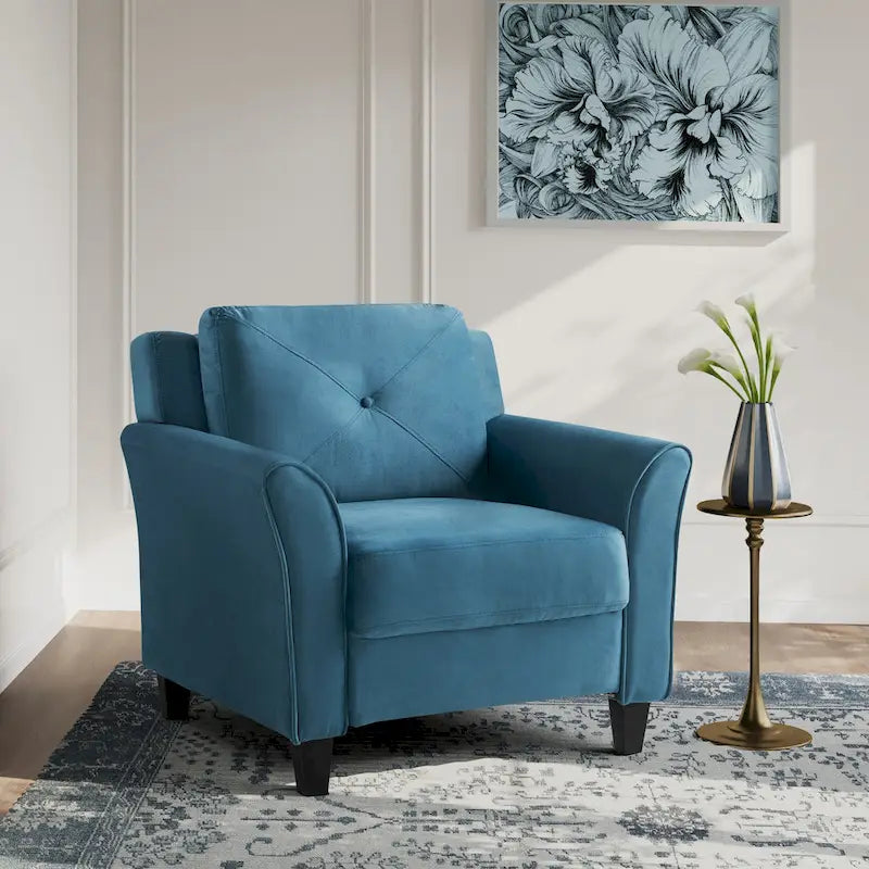 Tufted Microfiber Accent Chair - Single Seat with Curved Arms