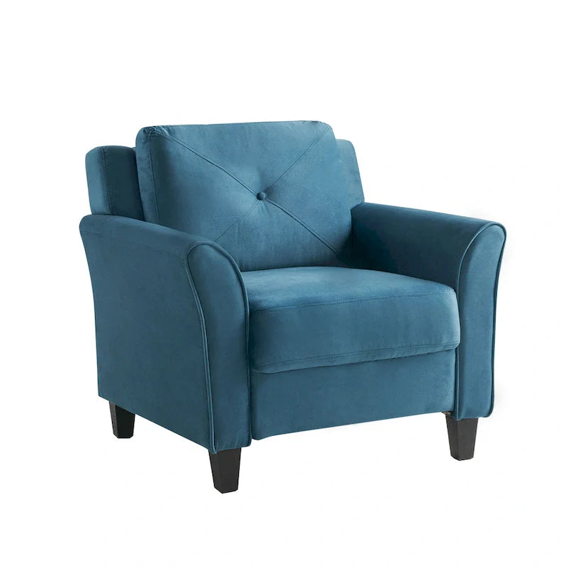 Tufted Microfiber Accent Chair - Single Seat with Curved Arms