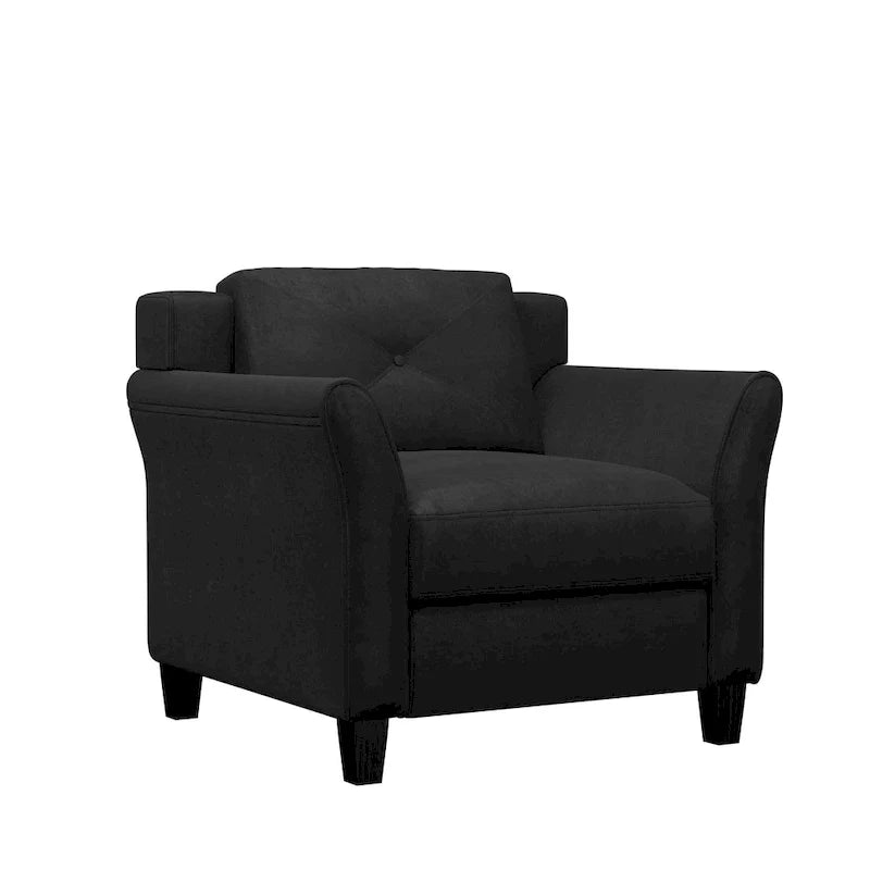 Tufted Microfiber Accent Chair - Single Seat with Curved Arms