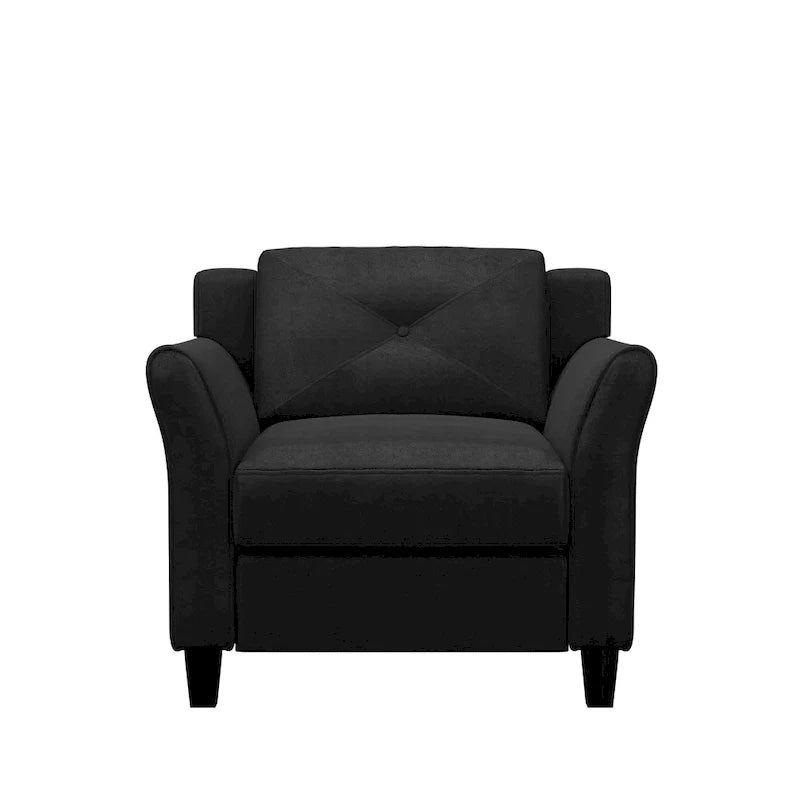 Tufted Microfiber Accent Chair - Single Seat with Curved Arms