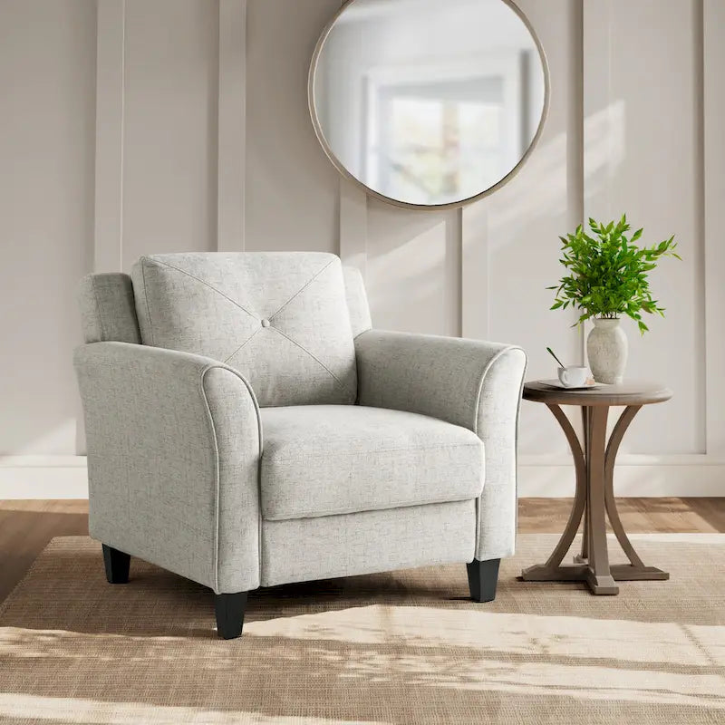 Tufted Microfiber Accent Chair - Single Seat with Curved Arms