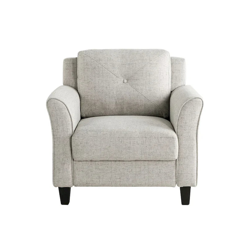 Tufted Microfiber Accent Chair - Single Seat with Curved Arms