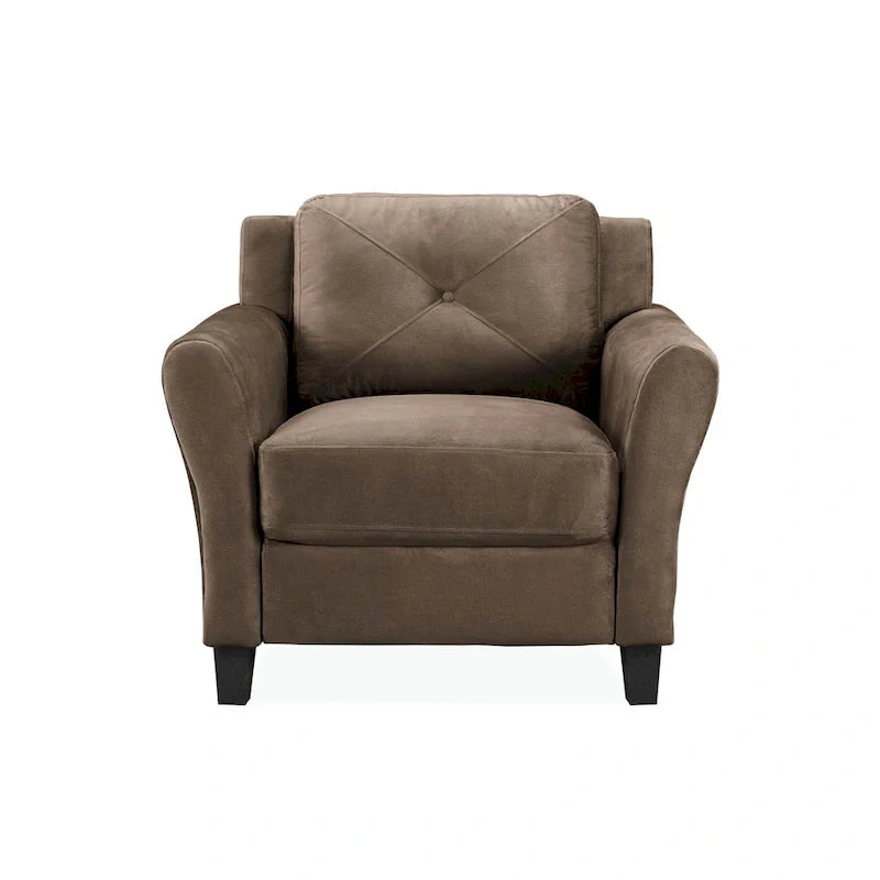 Tufted Microfiber Accent Chair - Single Seat with Curved Arms