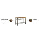 Natural Wood Kitchen Island for 2-4 People with Butcher Block Top and Metal Frame