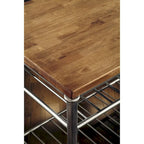 Natural Wood Kitchen Island for 2-4 People with Butcher Block Top and Metal Frame