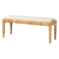 White & Natural Brown Rattan Accent Bench – 1-Seat