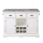 Kitchen Island - White with Grey Marble Top