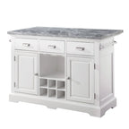 Kitchen Island - White with Grey Marble Top