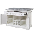Kitchen Island - White with Grey Marble Top