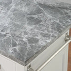 Kitchen Island - White with Grey Marble Top