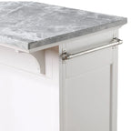 Kitchen Island - White with Grey Marble Top
