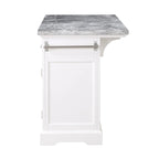 Kitchen Island - White with Grey Marble Top