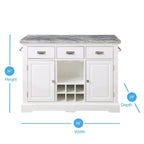 Kitchen Island - White with Grey Marble Top
