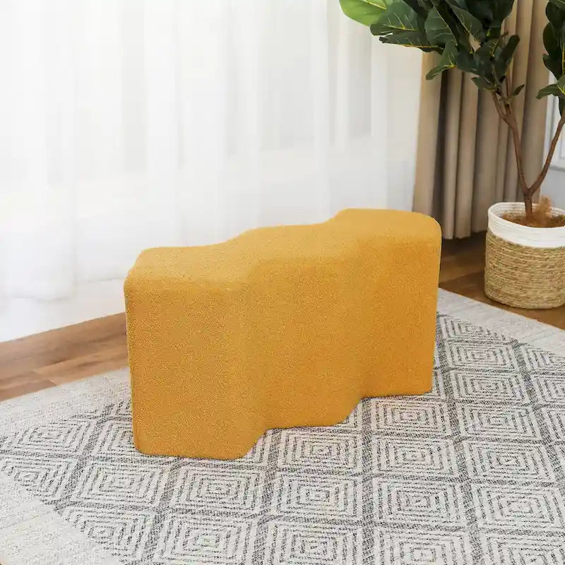 Velvet Polygon Ottoman Bench - 35 Long Footstool