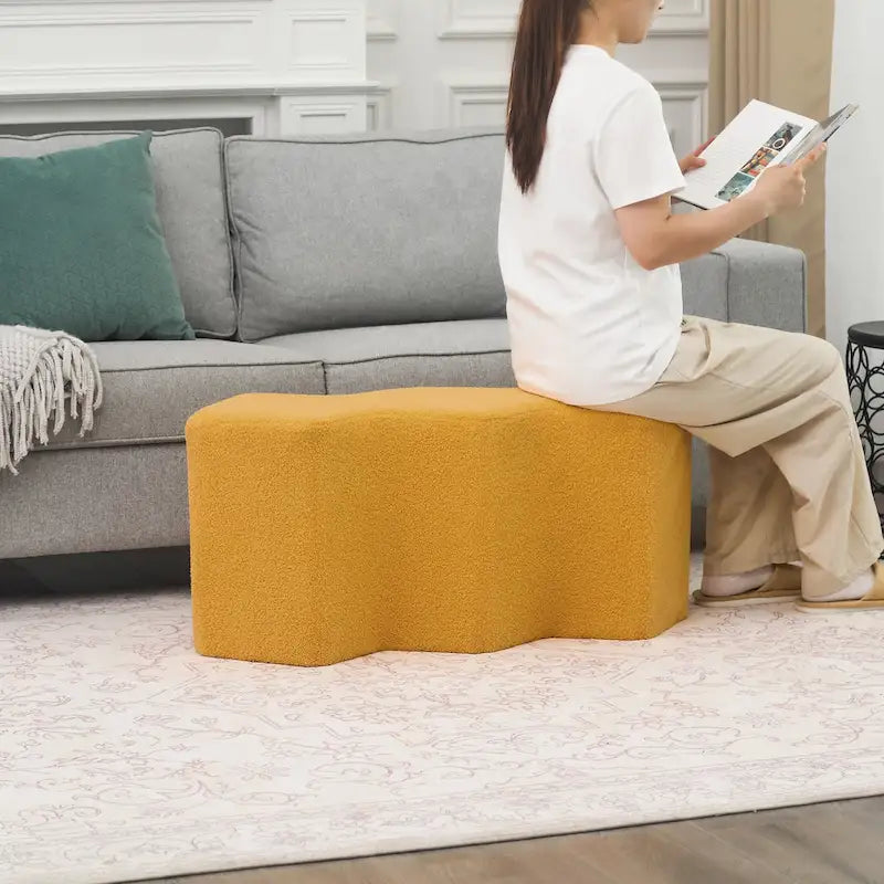 Velvet Polygon Ottoman Bench - 35 Long Footstool