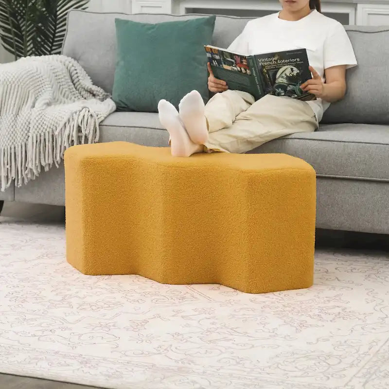 Velvet Polygon Ottoman Bench - 35 Long Footstool