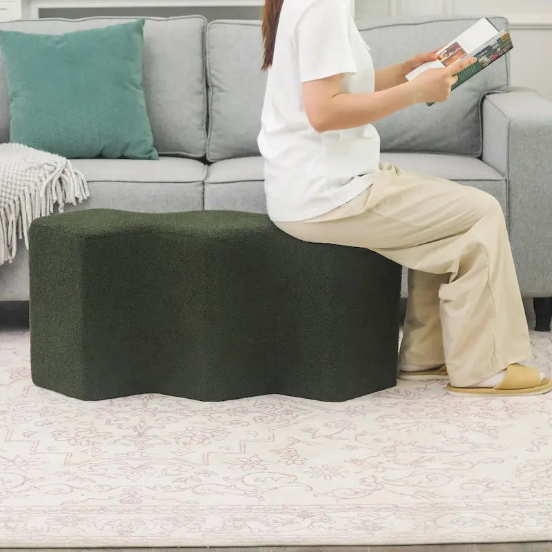 Velvet Polygon Ottoman Bench - 35 Long Footstool