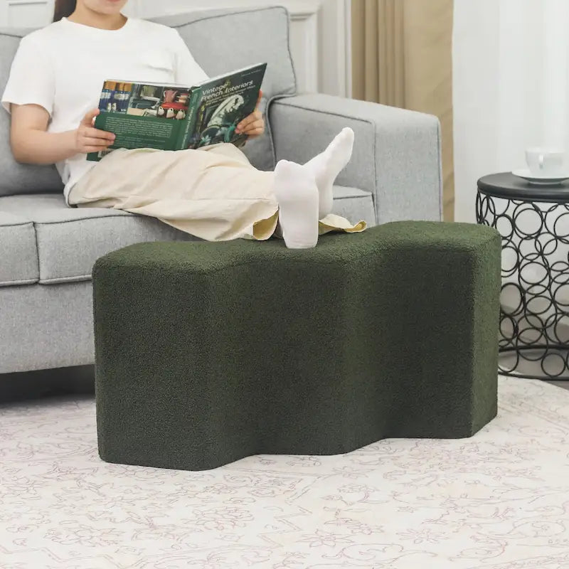 Velvet Polygon Ottoman Bench - 35 Long Footstool