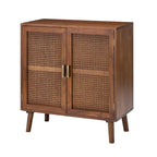 2-Door Accent Cabinet with Rattan Doors - Cherry Wood