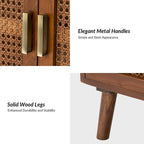 2-Door Accent Cabinet with Rattan Doors - Cherry Wood