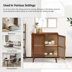 2-Door Accent Cabinet with Rattan Doors - Cherry Wood