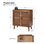 2-Door Accent Cabinet with Rattan Doors - Cherry Wood