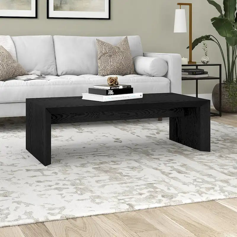 Natural Wood 48 Rectangular Coffee Table with Sled Base