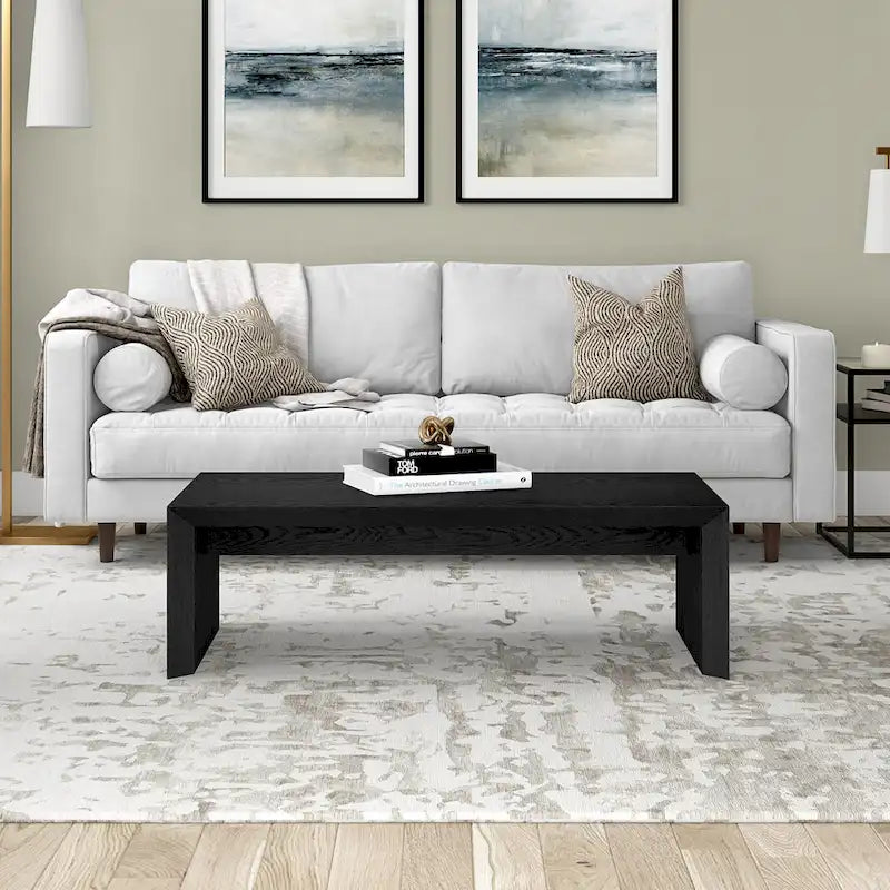 Natural Wood 48 Rectangular Coffee Table with Sled Base