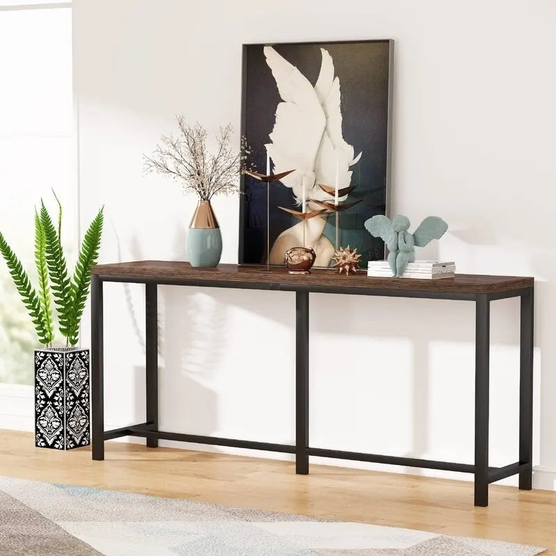 70.9 Rustic Gold Console Table for Living Room