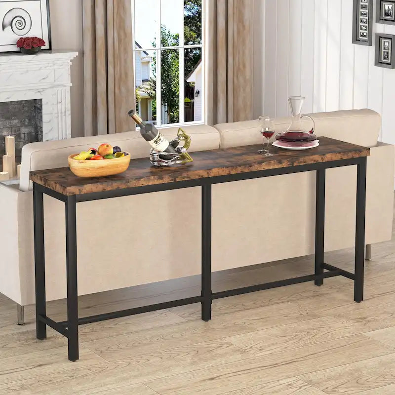 70.9 Rustic Gold Console Table for Living Room