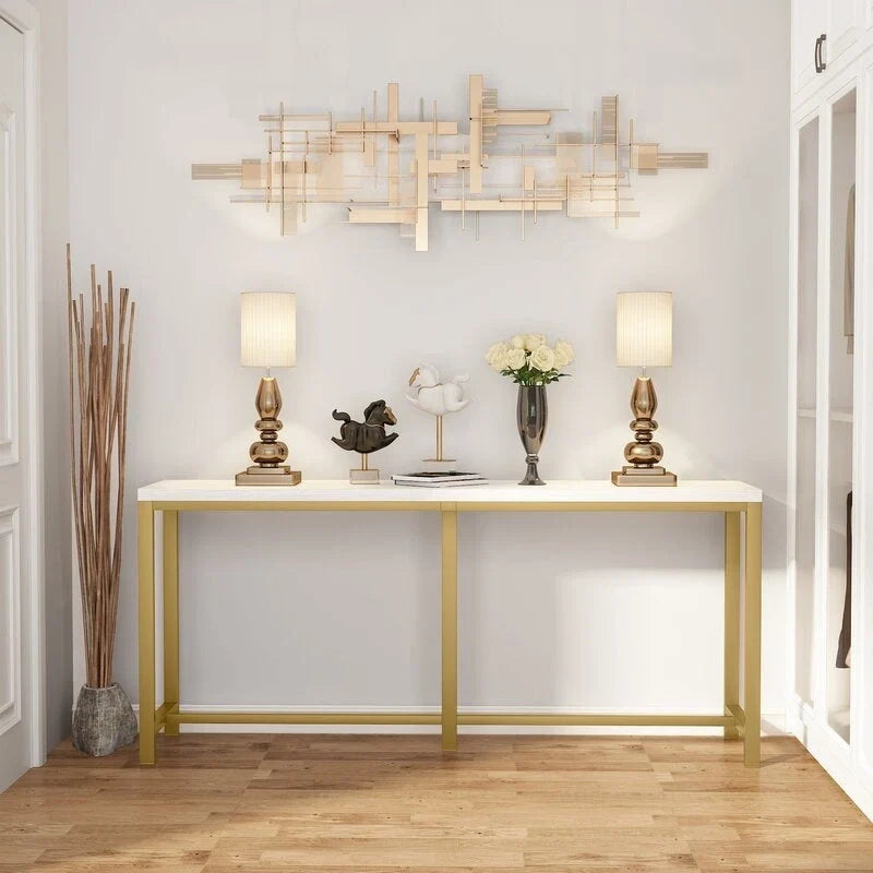 70.9 Rustic Gold Console Table for Living Room