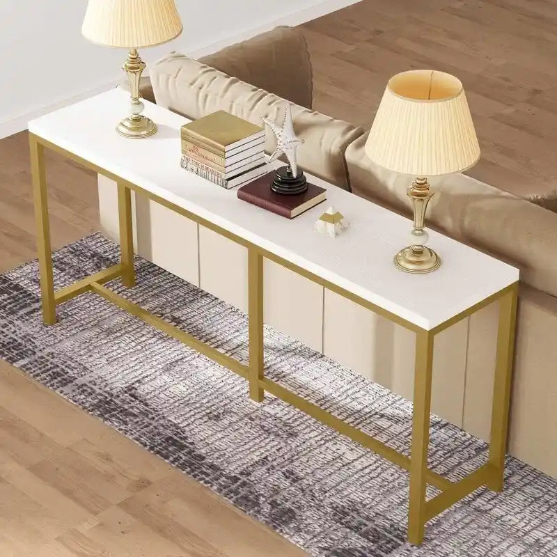 70.9 Rustic Gold Console Table for Living Room