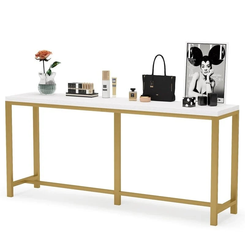 70.9 Rustic Gold Console Table for Living Room