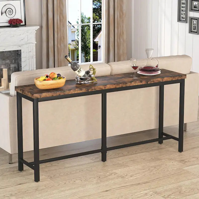 70.9 Rustic Gold Console Table for Living Room