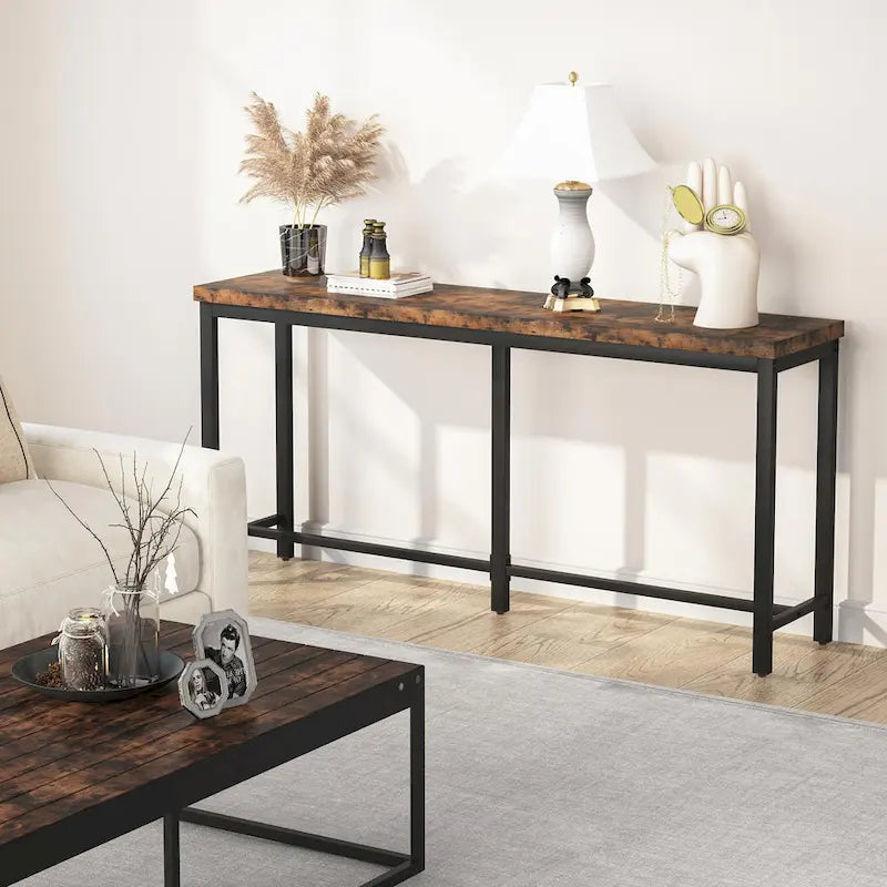 70.9 Rustic Gold Console Table for Living Room
