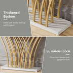 White Faux Marble Console Table with Gold Metal Frame for Entryway