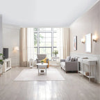 White Wood Narrow Side Table with Drawer and Shelf