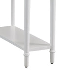 White Wood Narrow Side Table with Drawer and Shelf