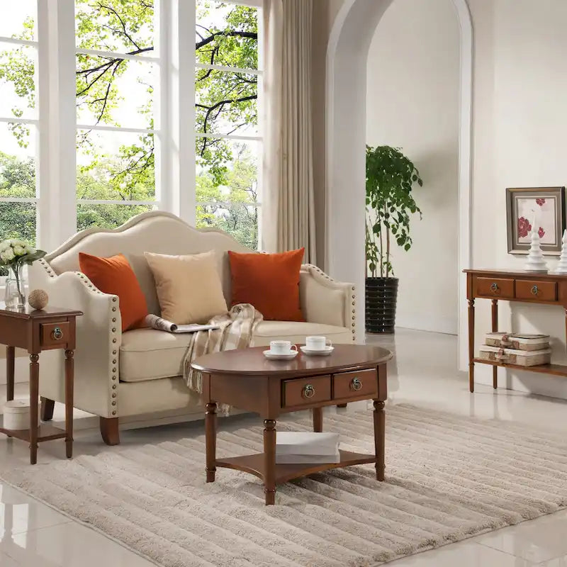 White Wood Narrow Side Table with Drawer and Shelf