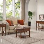 White Wood Narrow Side Table with Drawer and Shelf