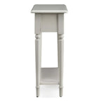 White Wood Narrow Side Table with Drawer and Shelf