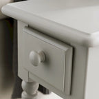 White Wood Narrow Side Table with Drawer and Shelf