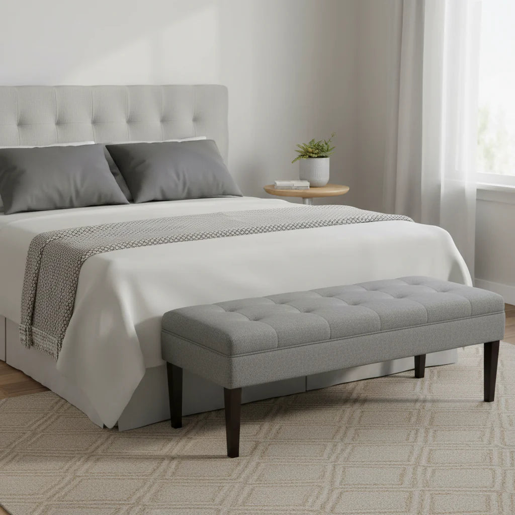 Button Tufted Upholstered Bench - 55 Long - Multiple Colors