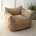 Khaki Teddy Boucle Bean Bag Chair – Single Seat