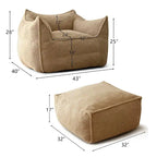 Khaki Teddy Boucle Bean Bag Chair – Single Seat