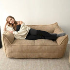 Khaki Teddy Boucle Bean Bag Chair – Single Seat