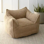 Khaki Teddy Boucle Bean Bag Chair – Single Seat